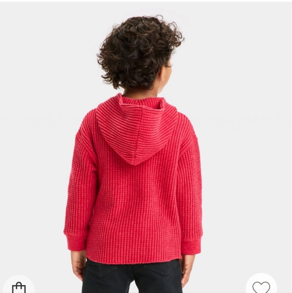 Toddler Boys' Thermal Hooded Pullover Sweatshirt - Cat & Jack Red 2T - Picture 2 of 13